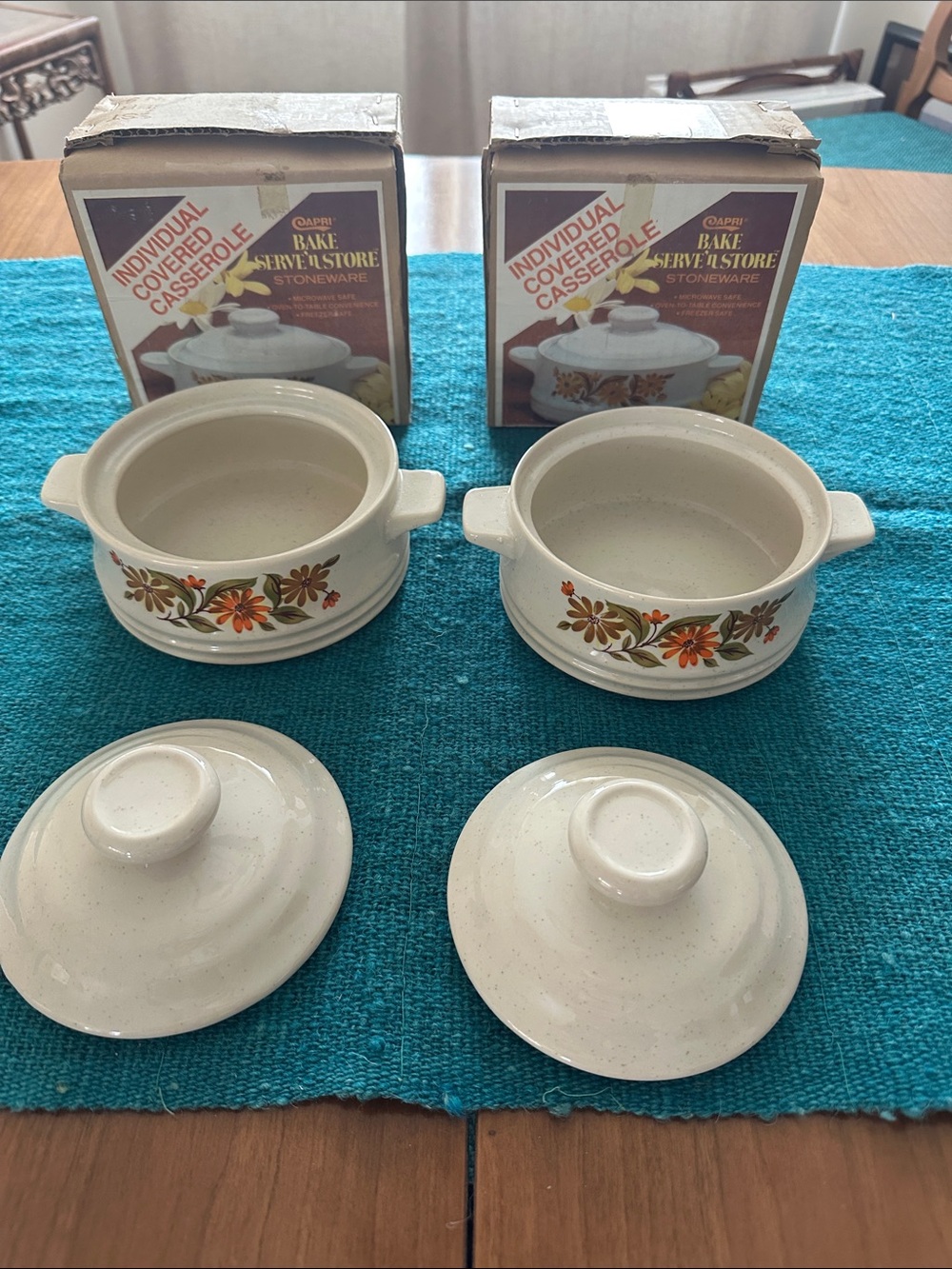 Set of 2 Capri Bake Serve’nStore Stoneware in Original Boxes